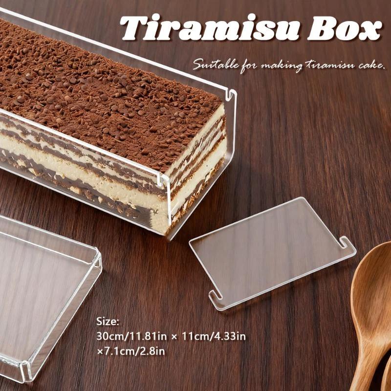 Kitchen Baking Storage Containers - حاوية تيراميسو مستطيلة متينة من الأكريليك،
