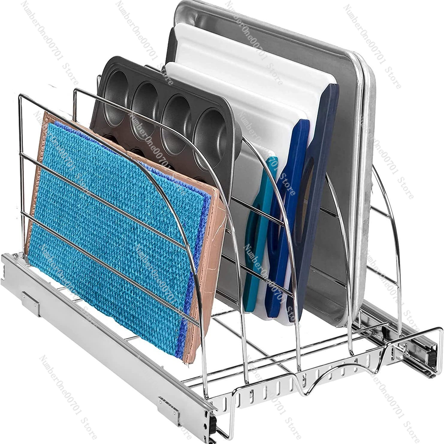 Kitchen Cabinet Baking Organizer - منظم خزانة المطبخ المنزلق لأواني الخبز