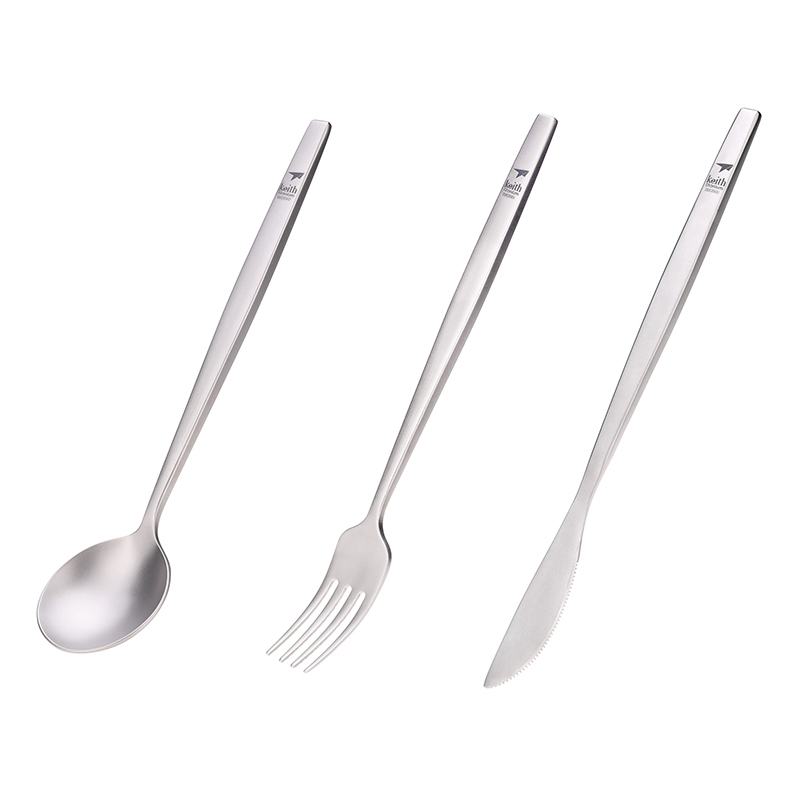 Kitchen Baking Utensil Set - كيث التيتانيوم المحمولة ملعقة شوكة سكين