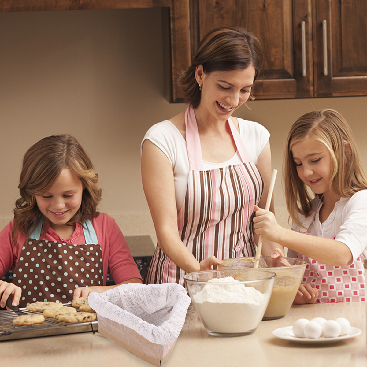 Kitchen Baking Utensils - قطعتان من غطاء قماشي لسلة الخبز،