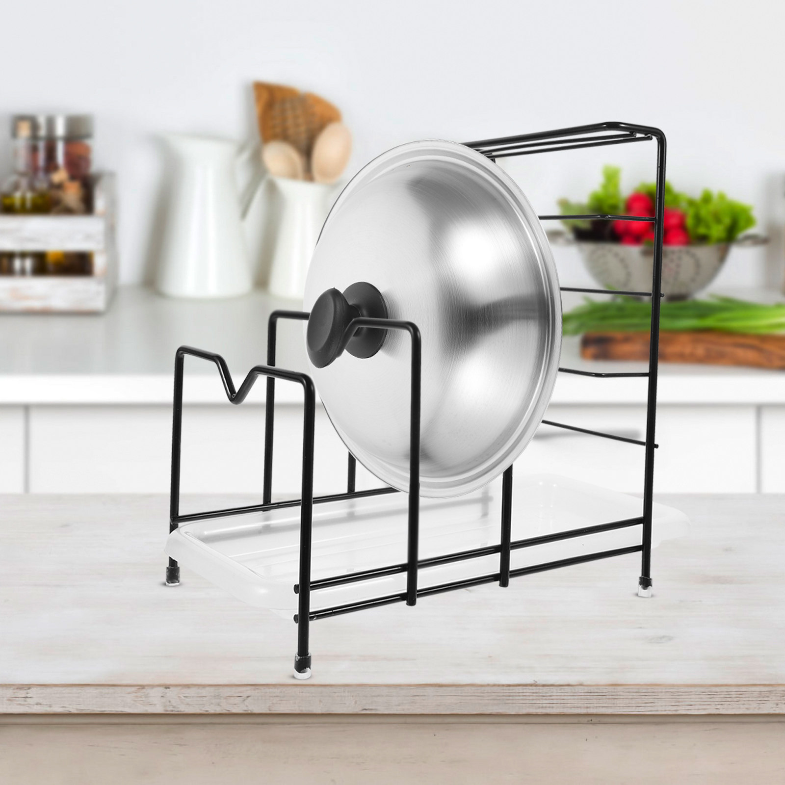 Kitchen Cabinet Baking Organizer - منظم أغطية الأواني، حامل ألواح التقطيع،