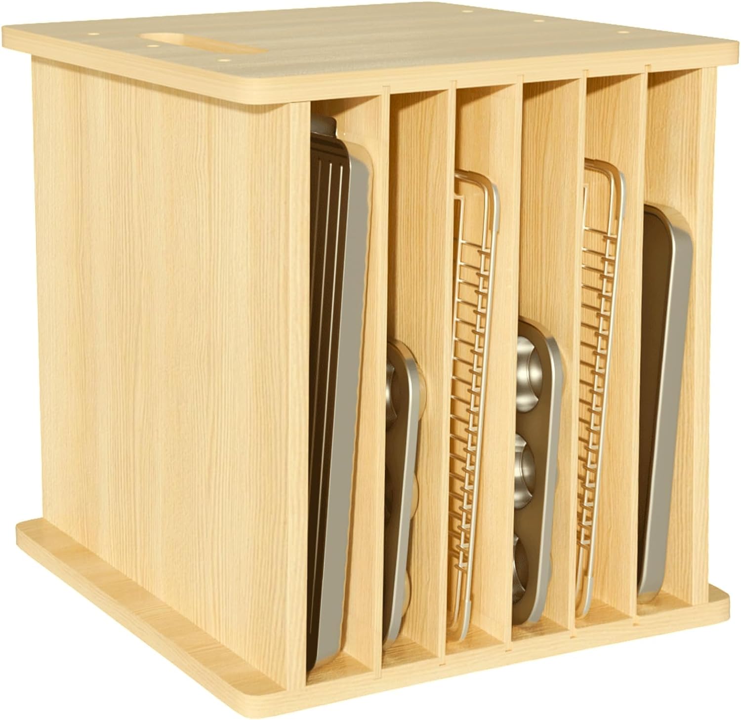 منظم خشبي لصواني الخبز، حامل ع - مراجعة Kitchen Cabinet Baking Organizer وسعره