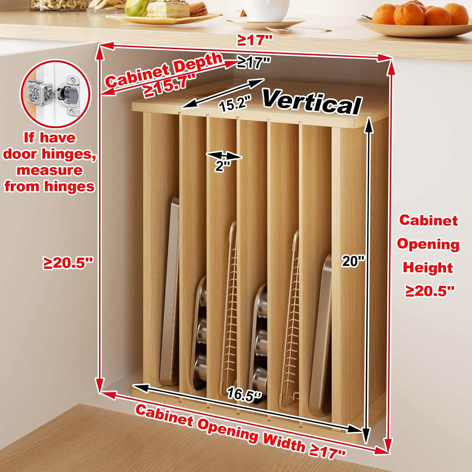 منظم خشبي لصواني الخبز، حامل ع - مراجعة Kitchen Cabinet Baking Organizer وسعره
