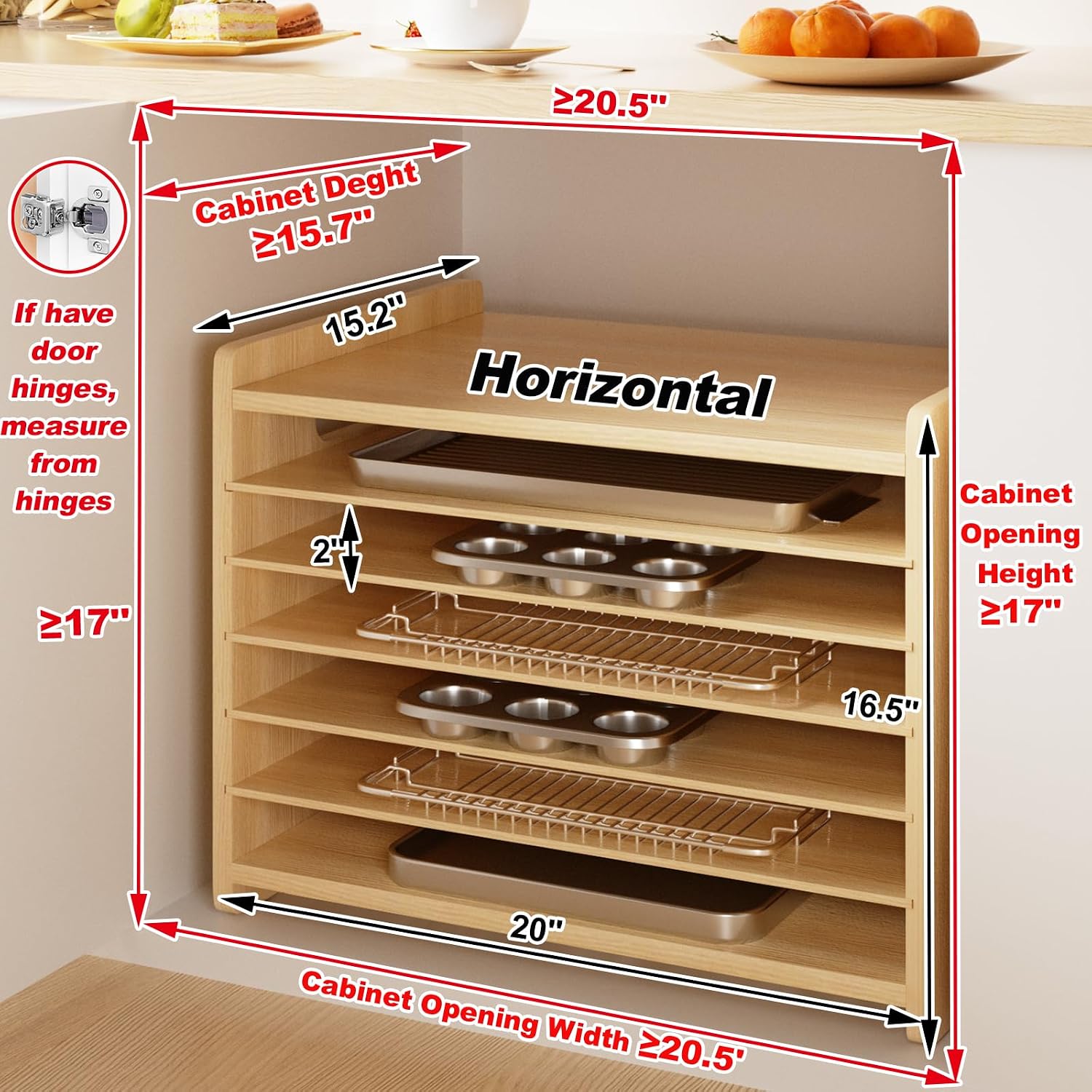 منظم خشبي لصواني الخبز، حامل ع - مراجعة Kitchen Cabinet Baking Organizer وسعره
