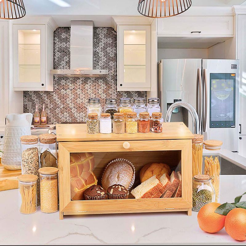 خزانة عرض لتخزين الخبز بباب زج - مراجعة Kitchen Cabinet Baking Organizer وسعره