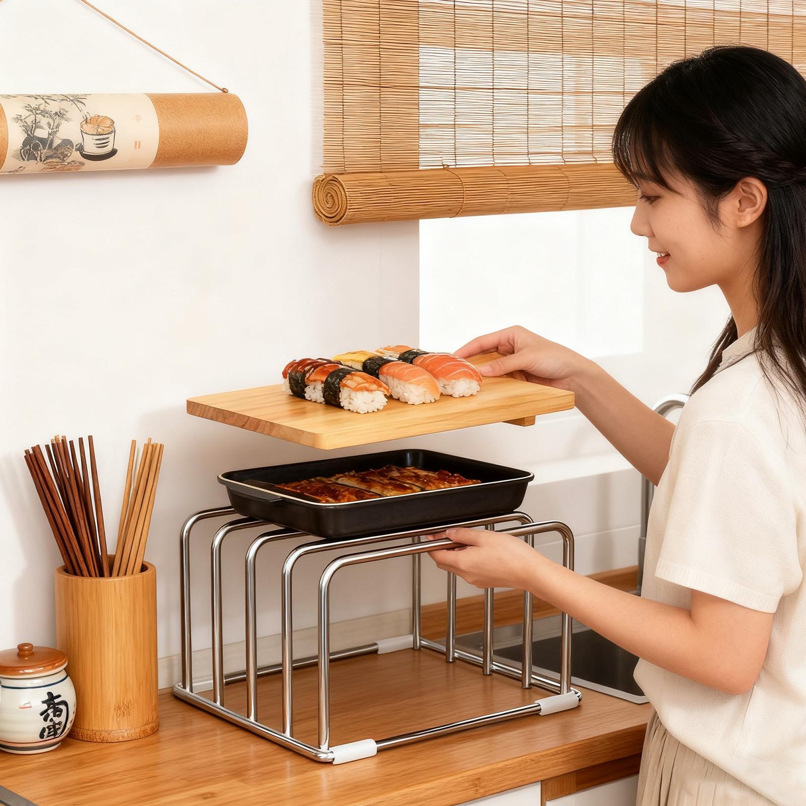 رف تخزين ألواح التقطيع الخضروا - مراجعة Kitchen Cabinet Baking Organizer وسعره