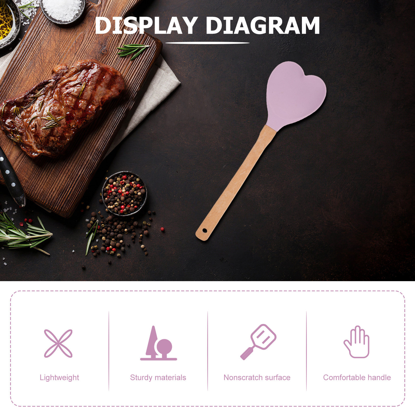 ملعقة سيليكون على شكل قلب بمقب - مراجعة Kitchen Baking Utensils وسعره
