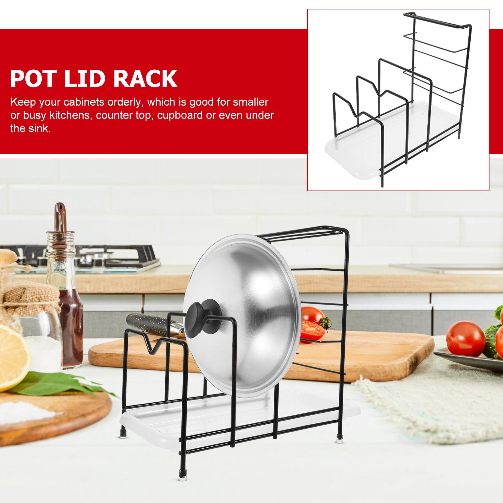 منظم أغطية الأواني، حامل ألواح - مراجعة Kitchen Cabinet Baking Organizer وسعره