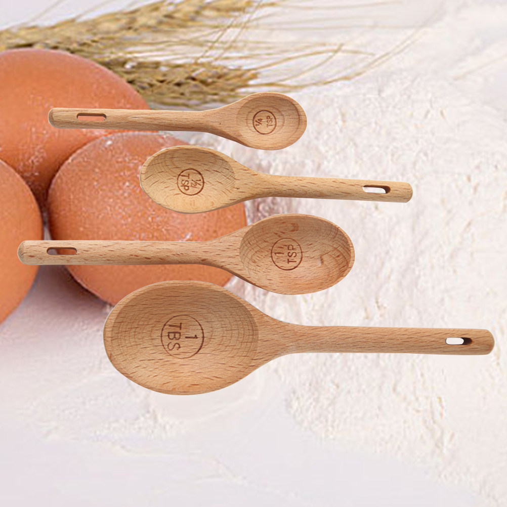 مجموعة من 4 قطع ملاعق قياس خشب - مراجعة Kitchen Baking Utensils وسعره