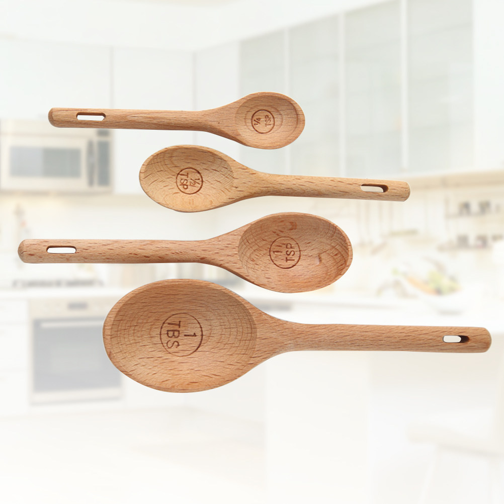مجموعة من 4 قطع ملاعق قياس خشب - مراجعة Kitchen Baking Utensils وسعره
