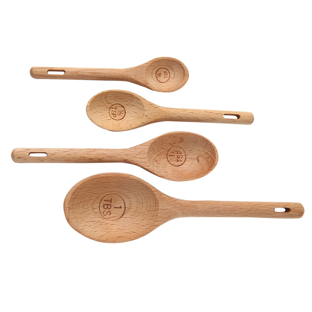 مجموعة من 4 قطع ملاعق قياس خشب - مراجعة Kitchen Baking Utensils وسعره