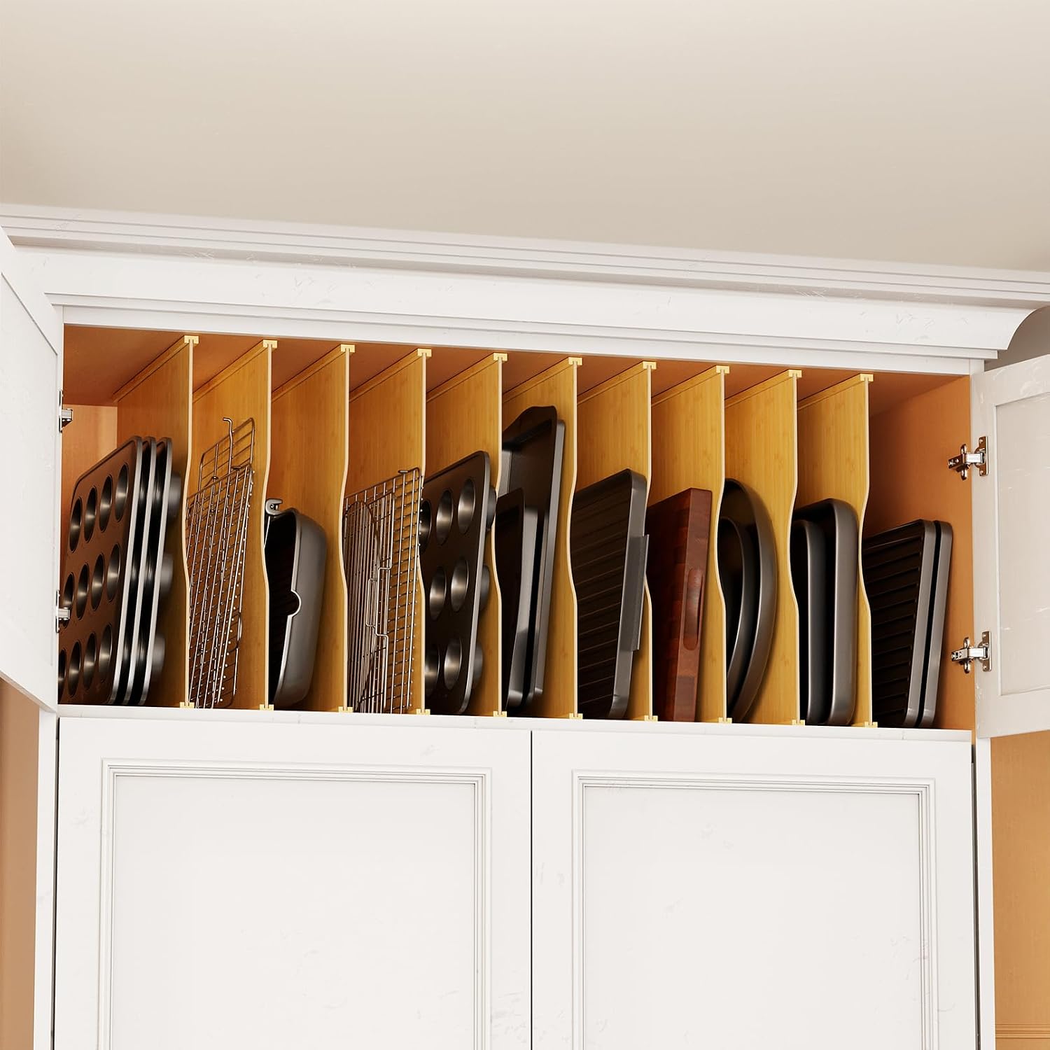 10 قطع من فواصل الصواني المصنو - مراجعة Kitchen Cabinet Baking Organizer وسعره